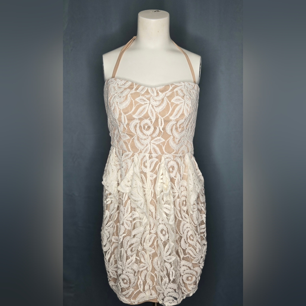 Jessica Simpson Lace Sweetheart Formal Halter Mini Dress with Pockets - Size‎ 6